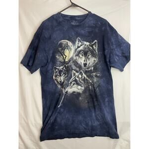 The Mountain Wolves Family Howling Moon Collage Blue Size L Grunge Hippie